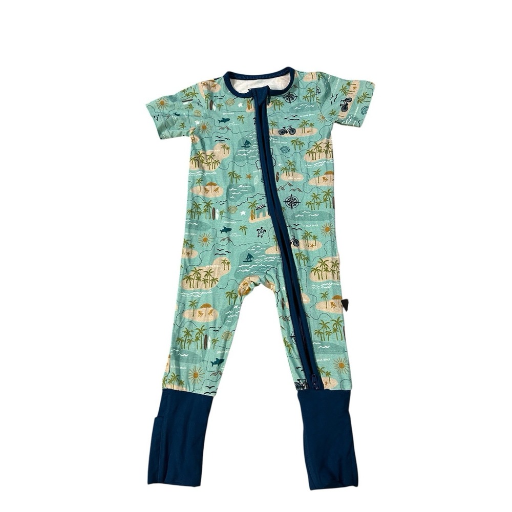 Fletch Brand Baby Pajamas Bamboo Sensitive Skin 6-12‎ Months Beach Print